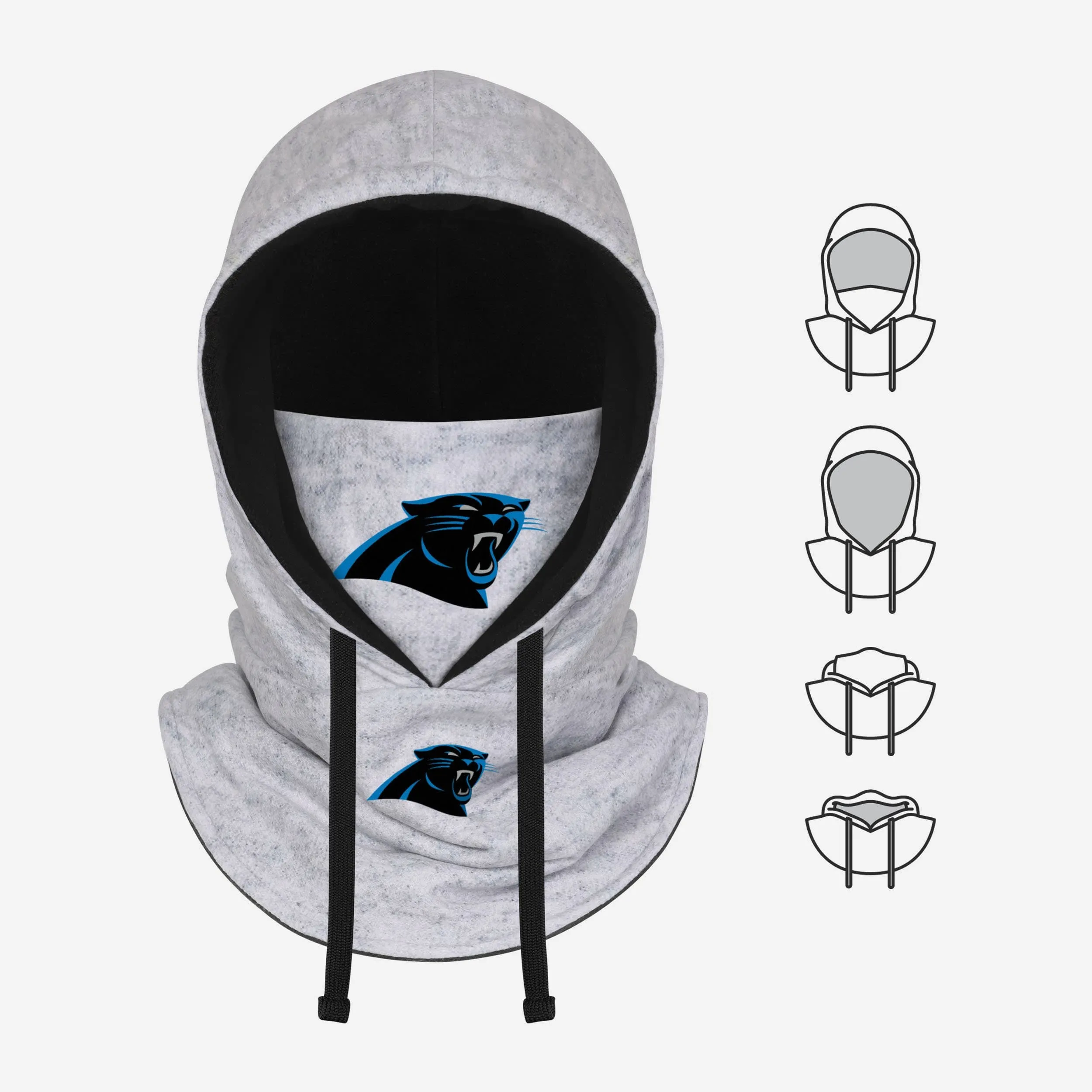 Carolina Panthers Heather Gray Drawstring Hooded Gaiter Scarf