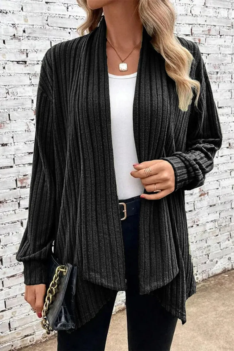 Casual Solid Asymmetrical Cardigan Collar Outerwear(6 Colors)