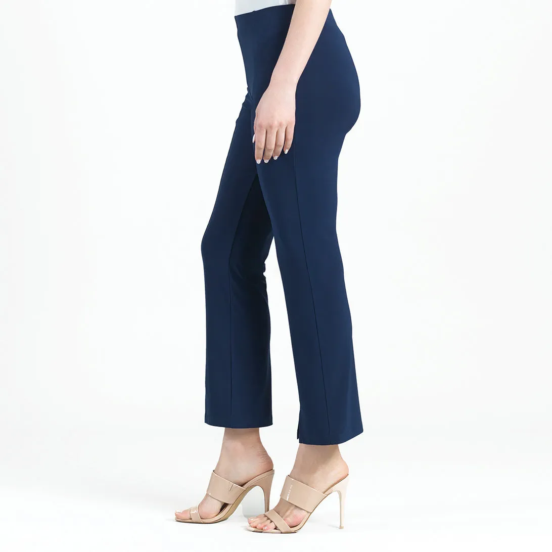 Center Seam Front Slit Ankle Pant - Navy