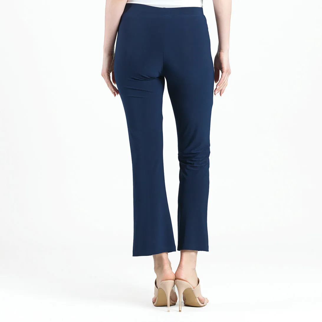 Center Seam Front Slit Ankle Pant - Navy