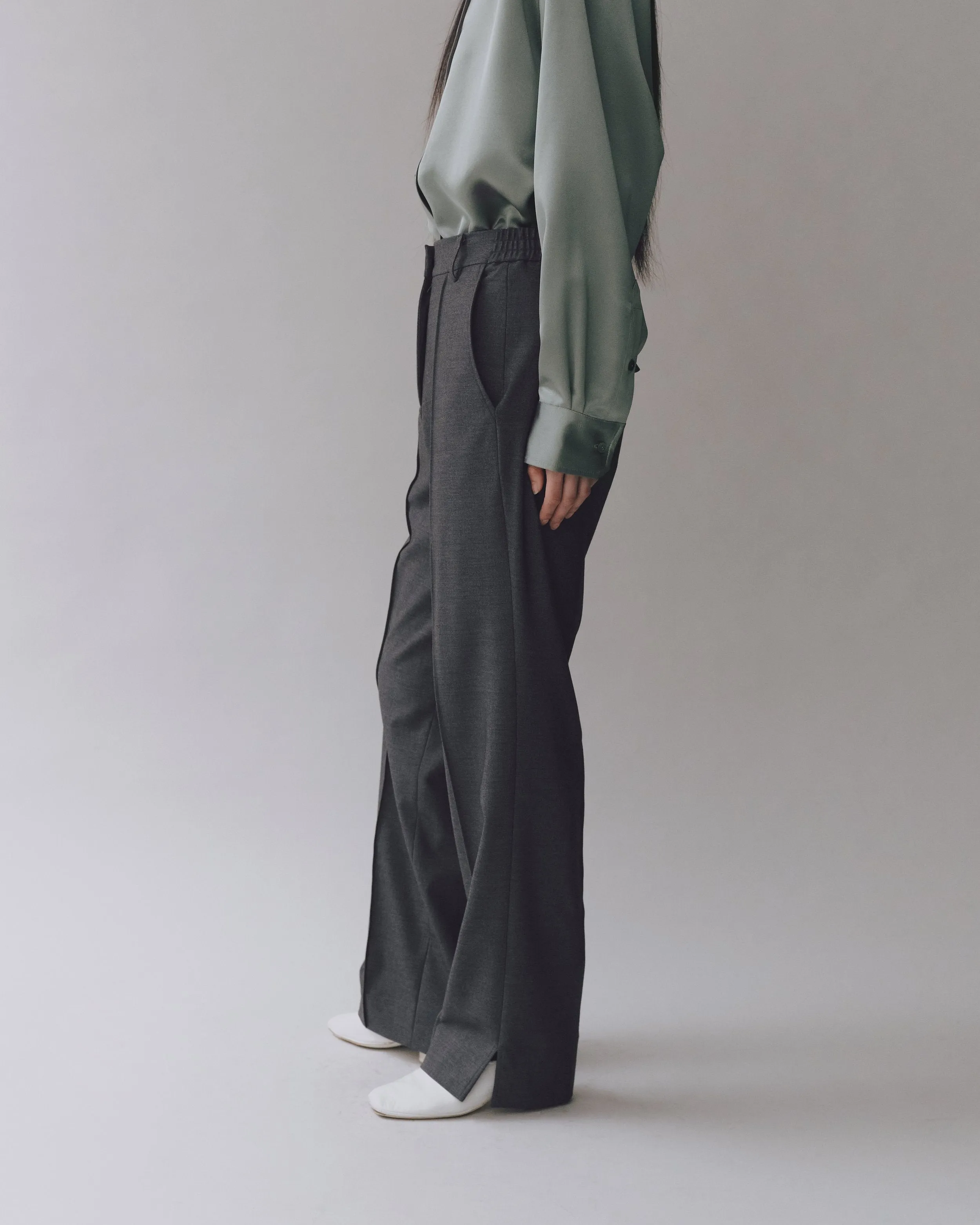 Charcoal Straight Leg Tailored Pants