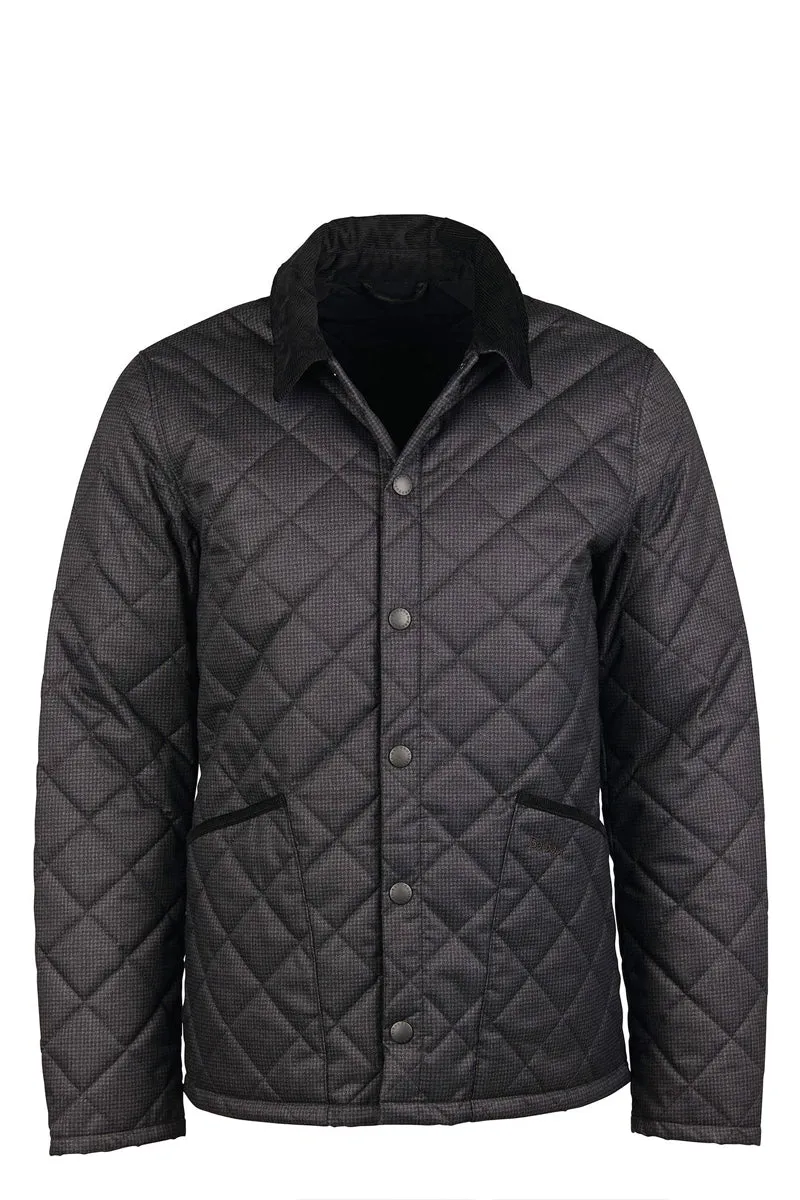 Checked Heron Quilted Jacket Charcoal