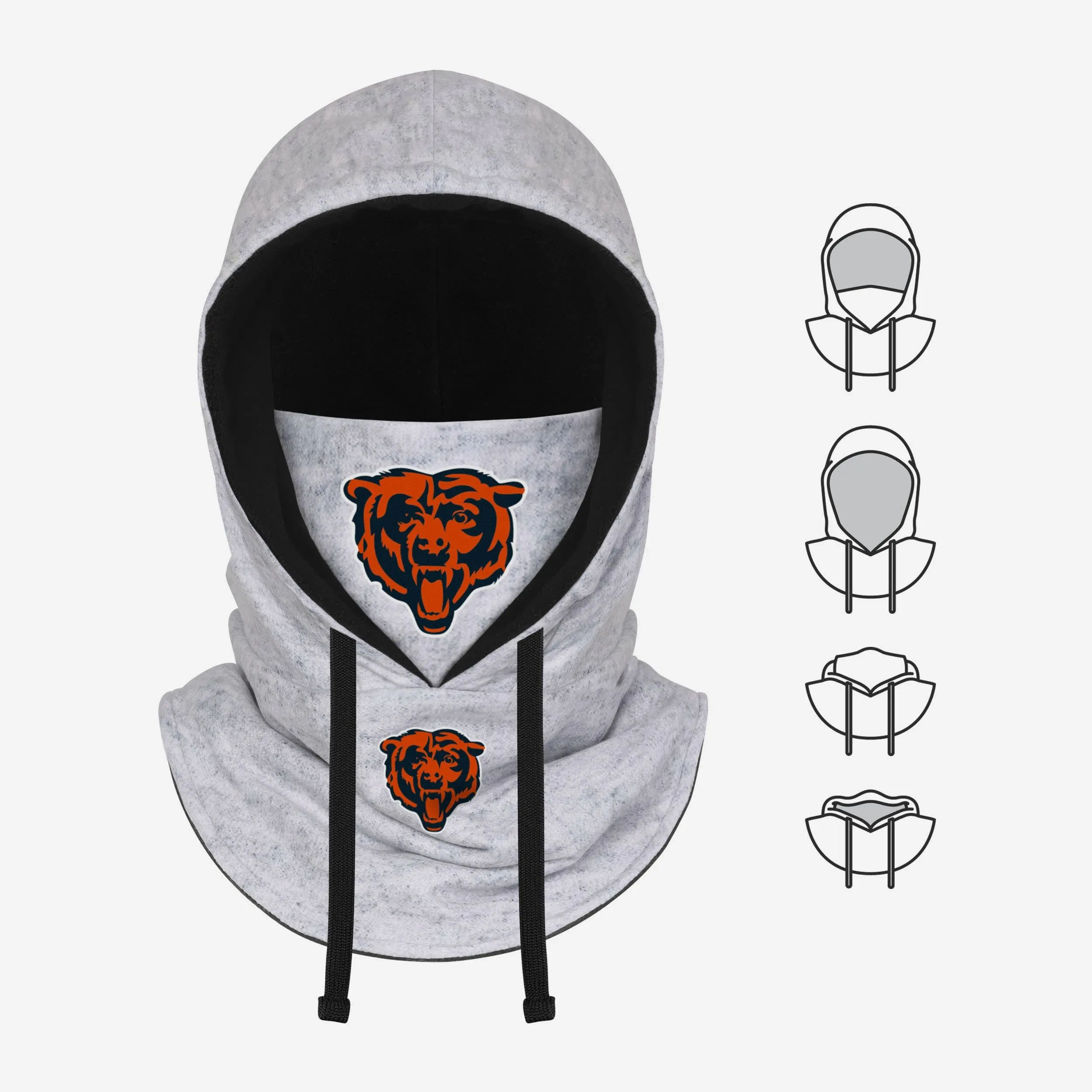 Chicago Bears Heather Gray Drawstring Hooded Gaiter Scarf