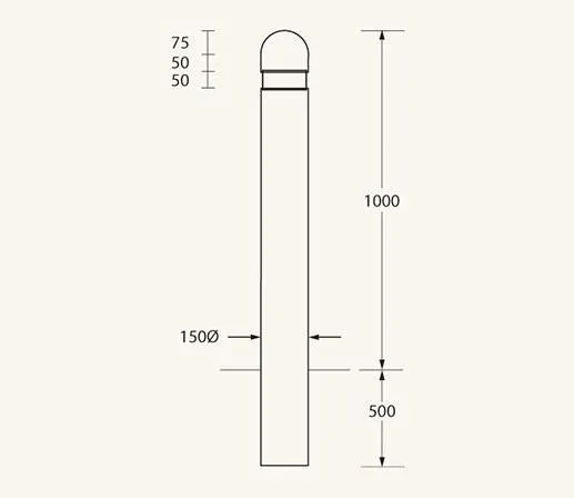 Circular Timber Bollard with Rounded Top