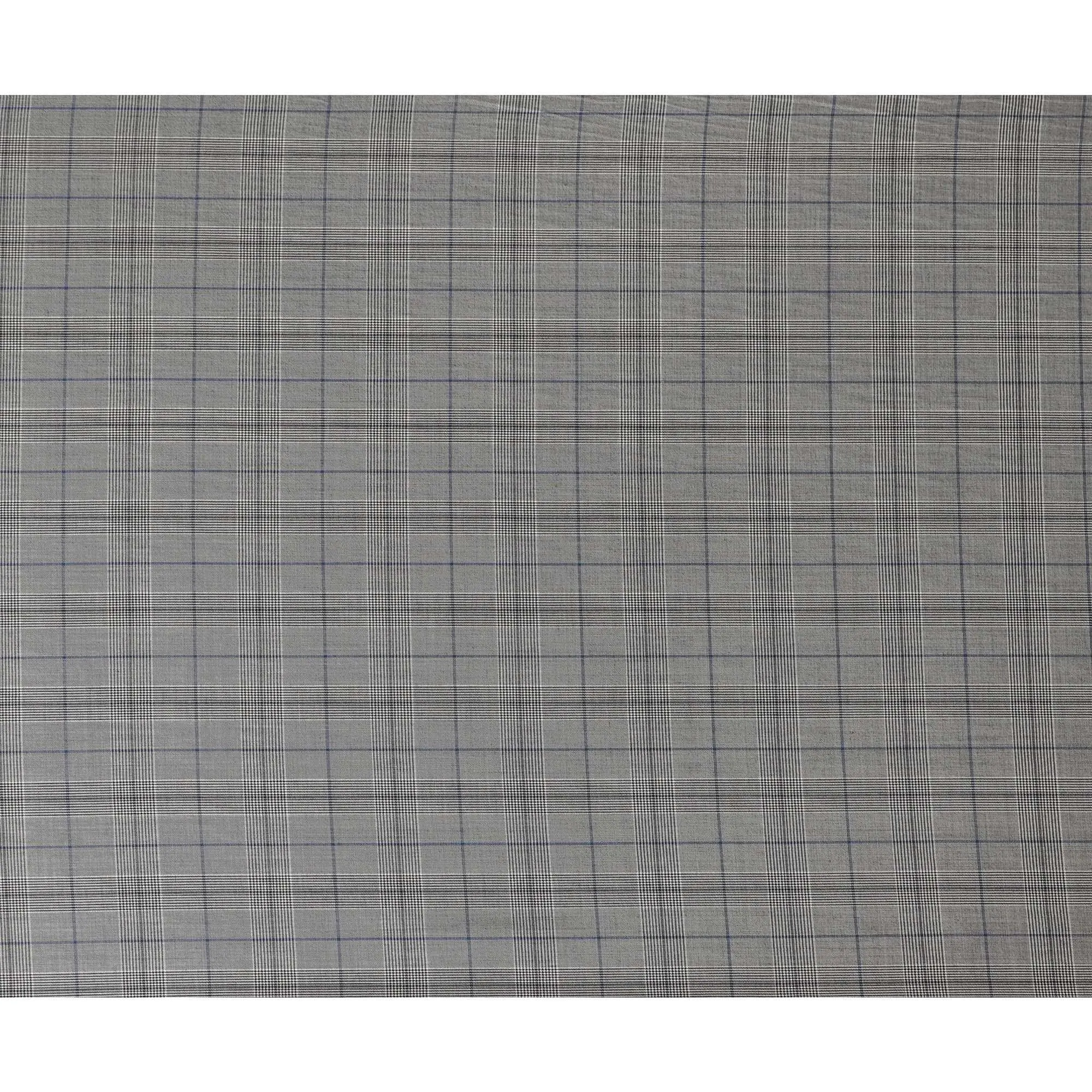 Cloud grey Premium pure English super 150's all wool suiting fabric with beige and blue checks design-D14819