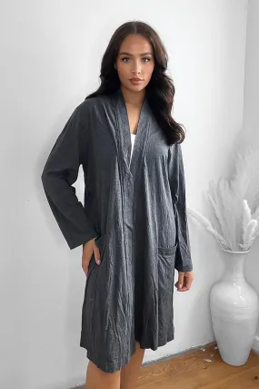 Cotton Blend Slip Side Pockets Robe