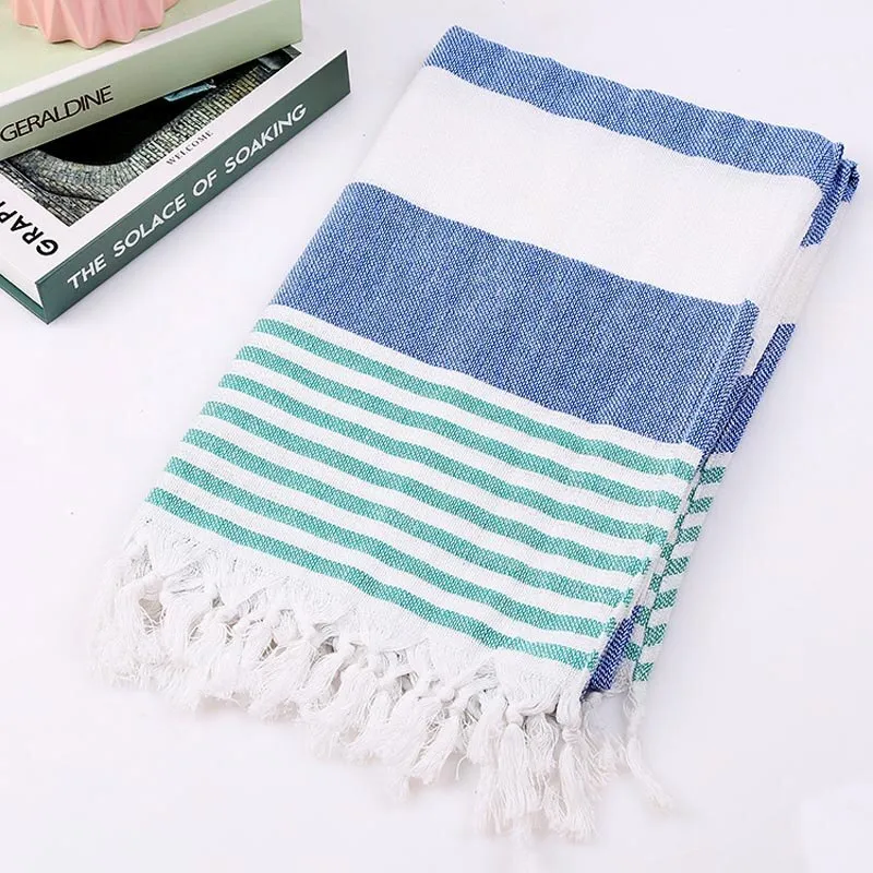 Cotton Large Turkish Pestemal Bath Towel with Tassels Travel Camping Shawl Beach Gym Pool Blanket Surgical Drape Scarf 100x180cm