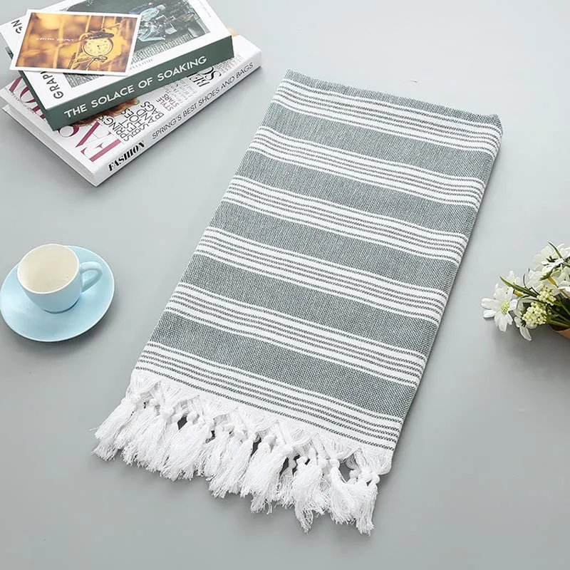 Cotton Large Turkish Pestemal Bath Towel with Tassels Travel Camping Shawl Beach Gym Pool Blanket Surgical Drape Scarf 100x180cm