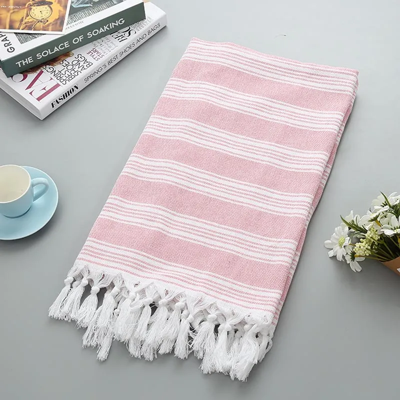 Cotton Large Turkish Pestemal Bath Towel with Tassels Travel Camping Shawl Beach Gym Pool Blanket Surgical Drape Scarf 100x180cm