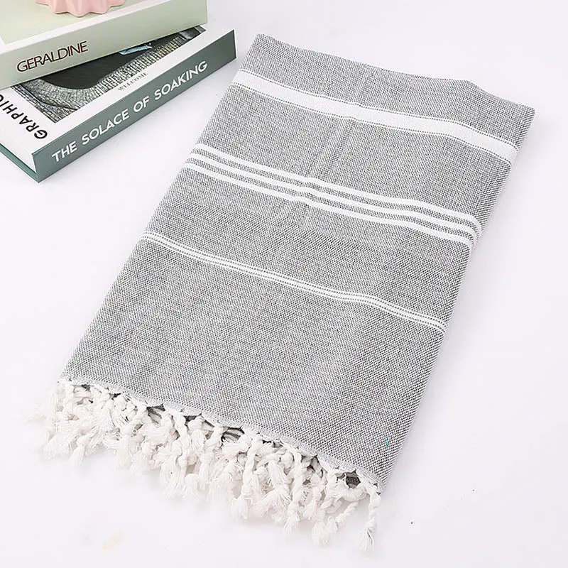 Cotton Large Turkish Pestemal Bath Towel with Tassels Travel Camping Shawl Beach Gym Pool Blanket Surgical Drape Scarf 100x180cm