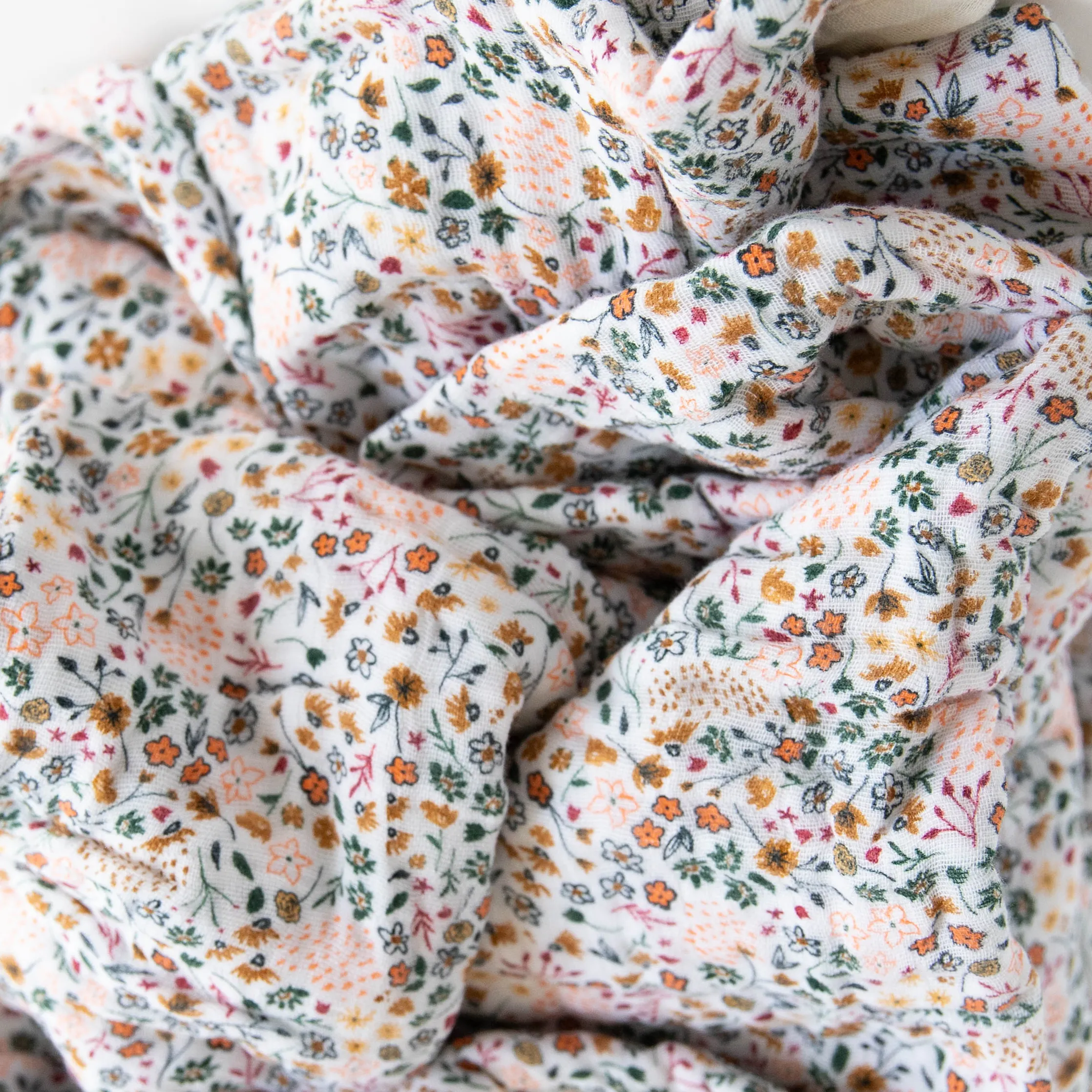 Cotton Muslin Quilted Throw - Pressed Petals