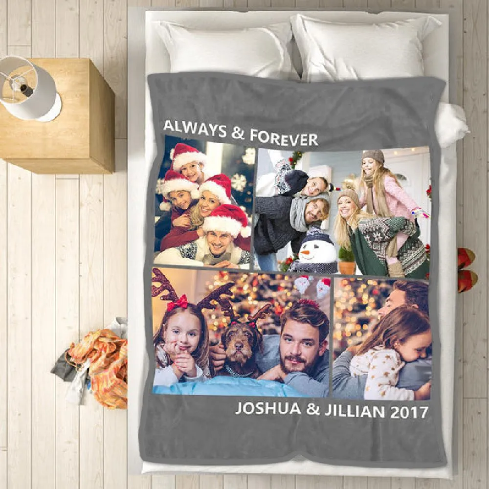 Custom 4 Photos Blanket for Family or Couple Gift