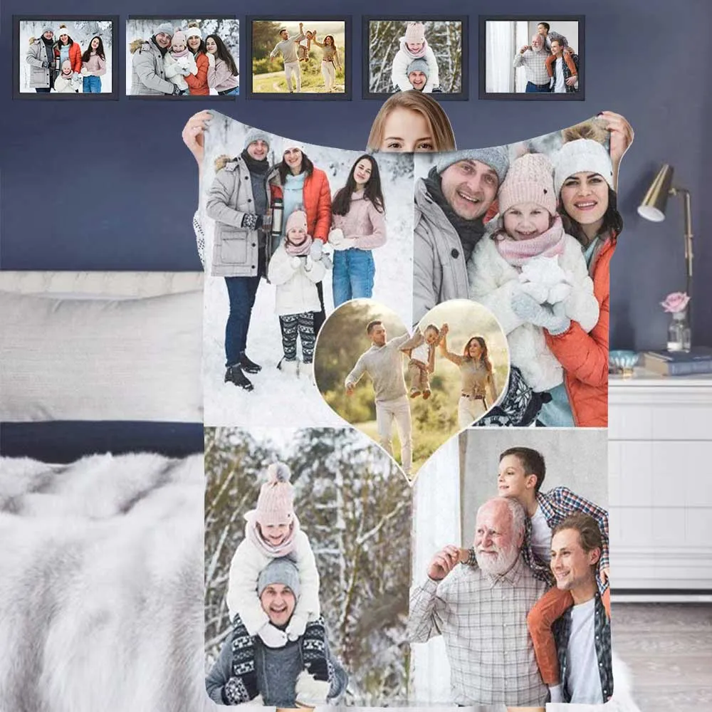 Custom 5 Photos Our Love Forever Ultra-Soft Fleece Blanket