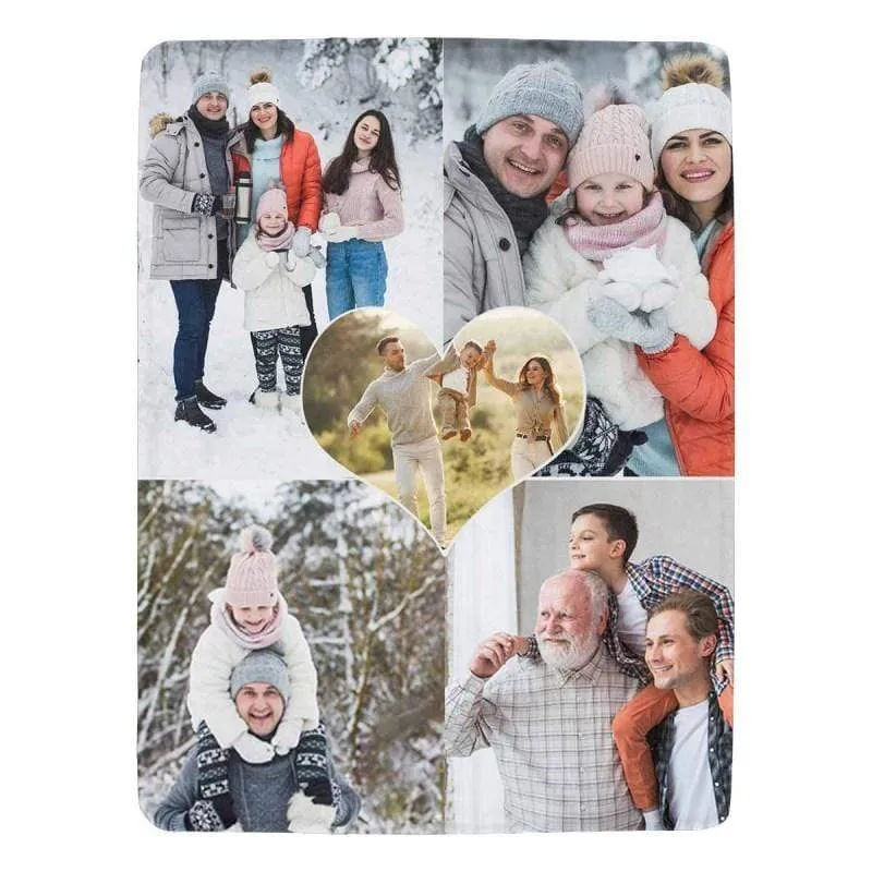 Custom 5 Photos Our Love Forever Ultra-Soft Fleece Blanket