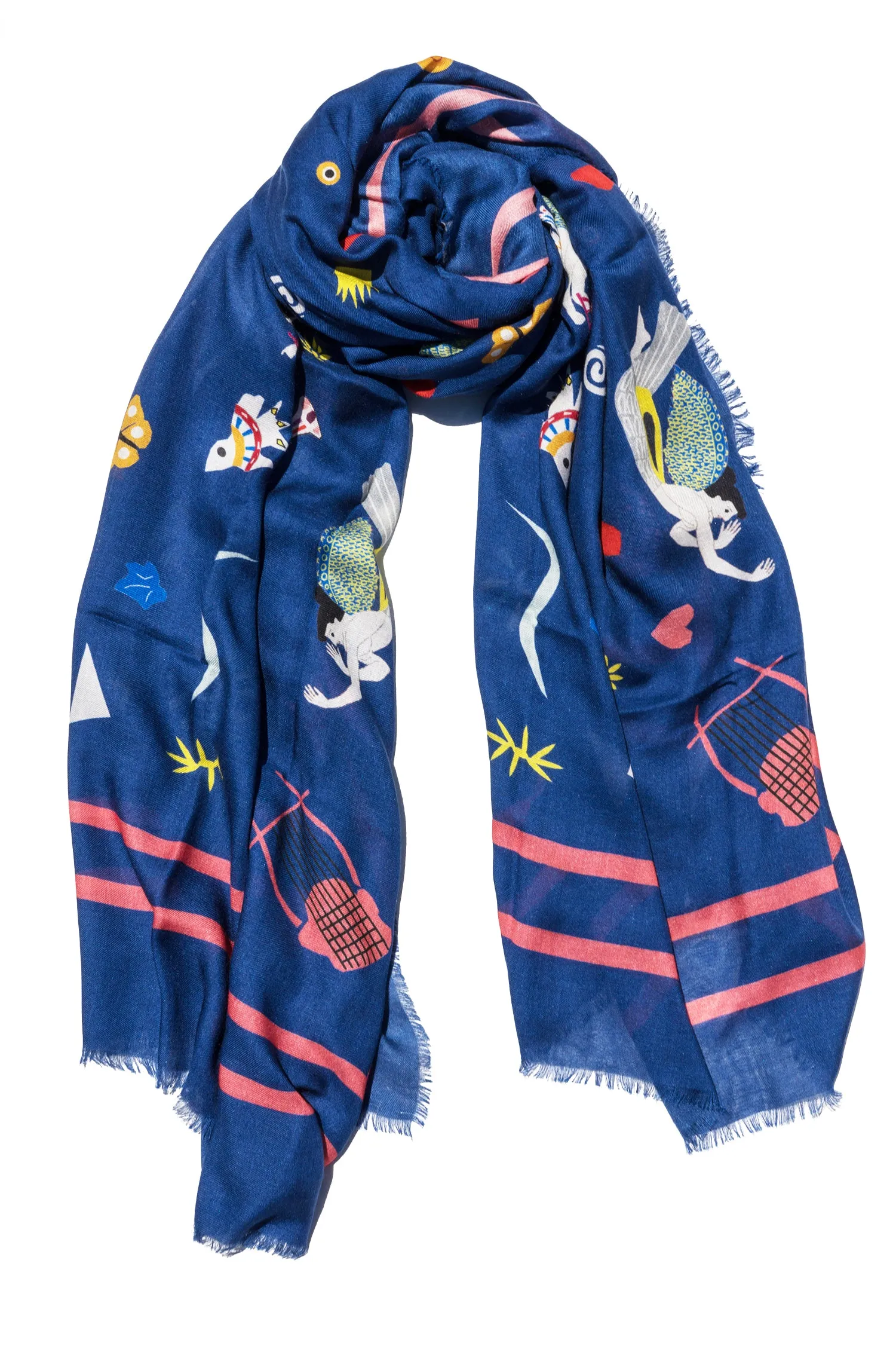 Cyclades Olympia Cashmere Blend Scarf  Blue SALE