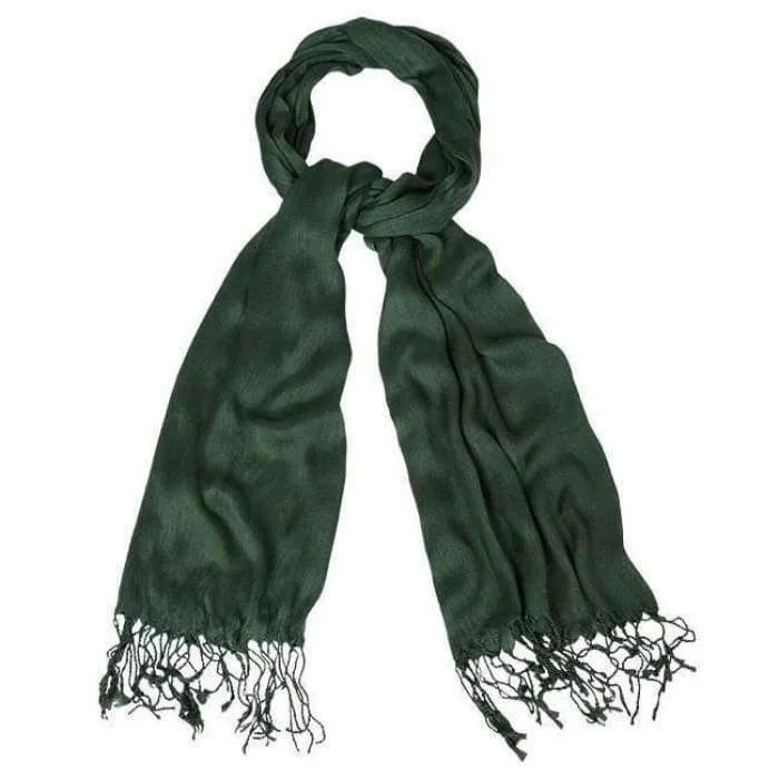 Dark Green Shawl Fringe Hijab