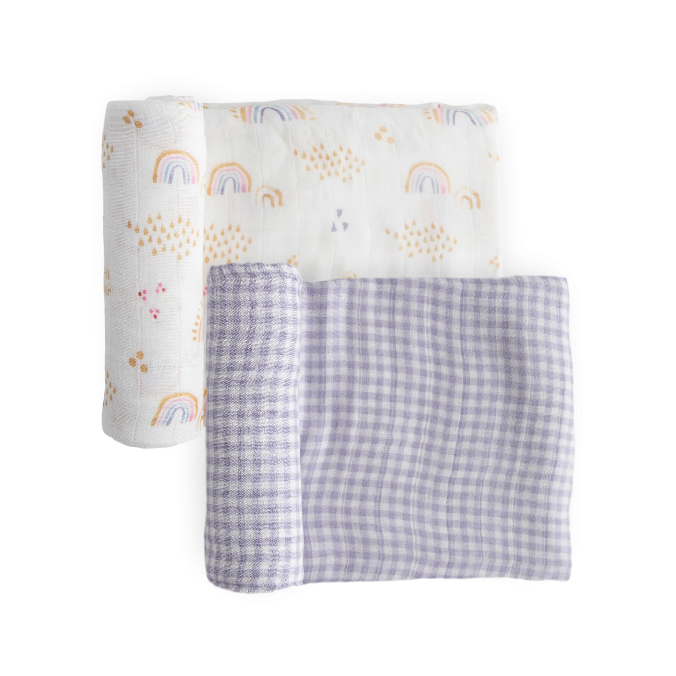 Deluxe Muslin Swaddle Blanket 2 Pack - Rainbow Gingham