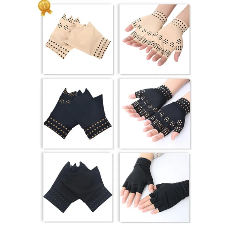 Dispensing Half Finger Non-slip Pressure Gloves Joint Training Sports Gloves, Free Size(Black Black Dots)