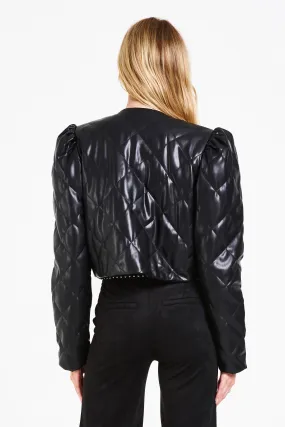 DJ Olympia Black Quilted Leather Jacket