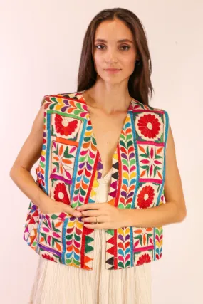 EMBROIDERED COTTON VEST TEKEL