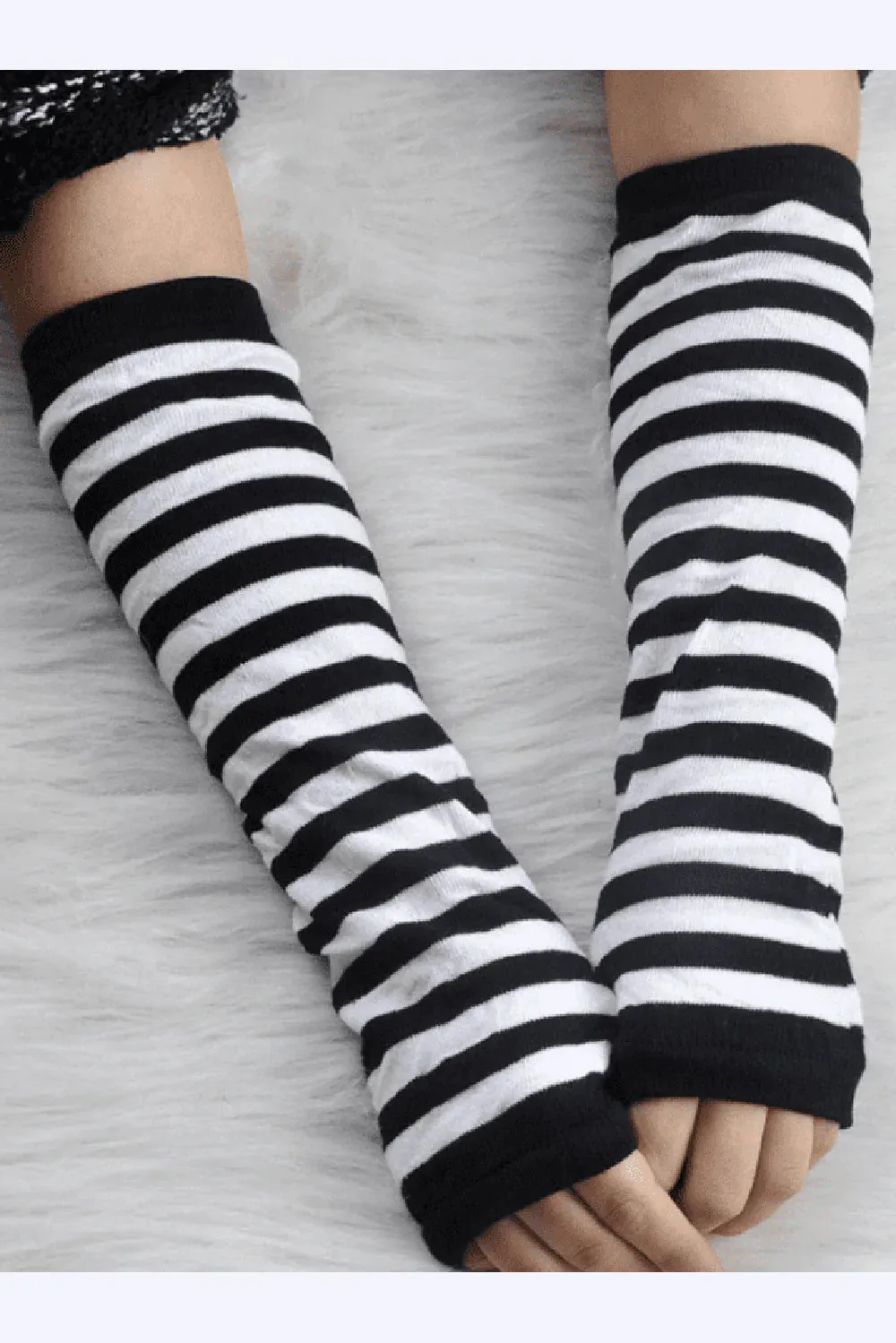 Emo Striped Arm Warmers [Black/White]