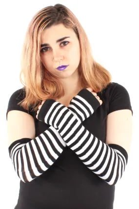 Emo Striped Arm Warmers [Black/White]