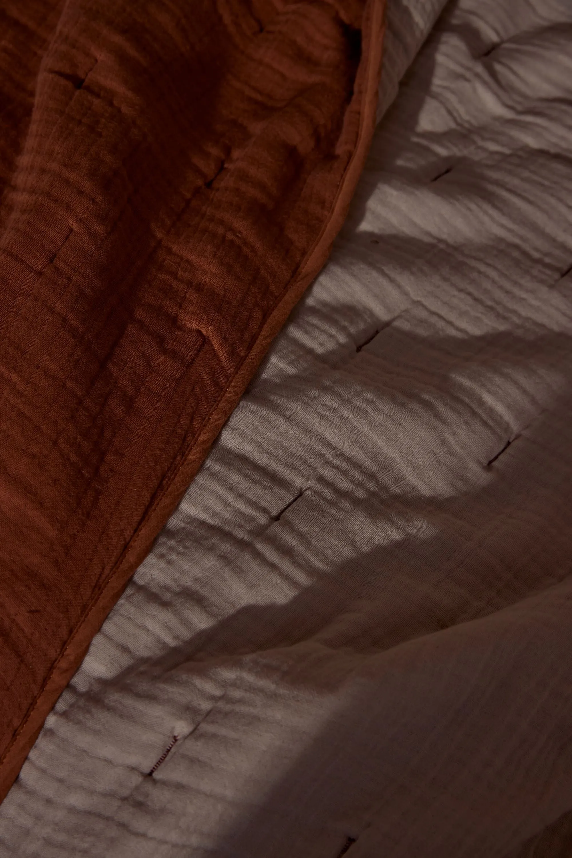 Enes Quilted Bed Cover | Terracotta