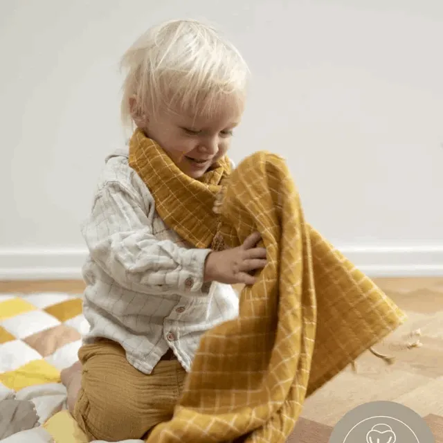 Fabelab Baby Blanket Grid - Ochre