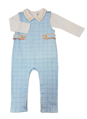 Fall Pumpkin - Plaid boy Longall set with Top Pima Cotton