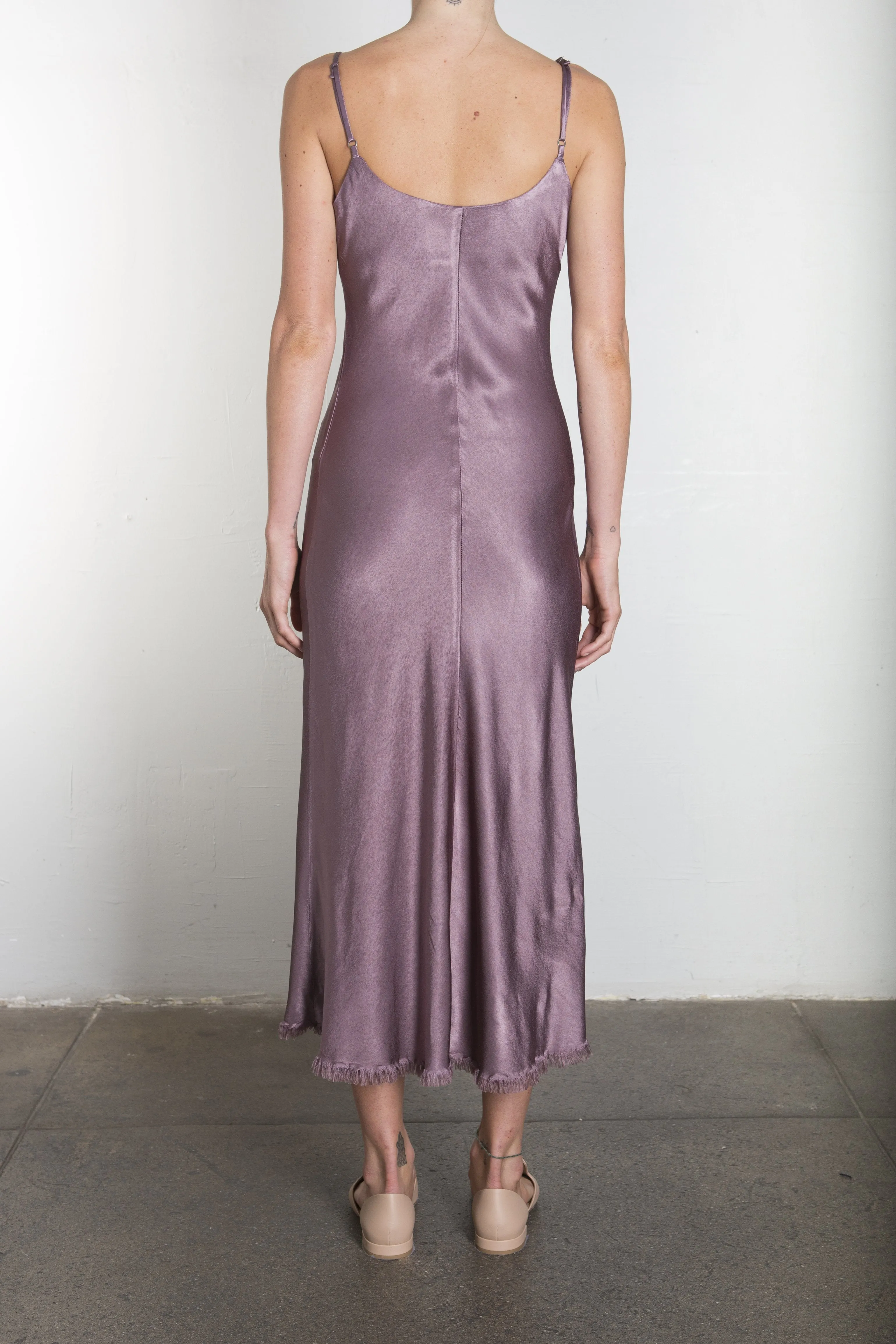 Farrah Slip Dress in Vintage Satin - Mulberry