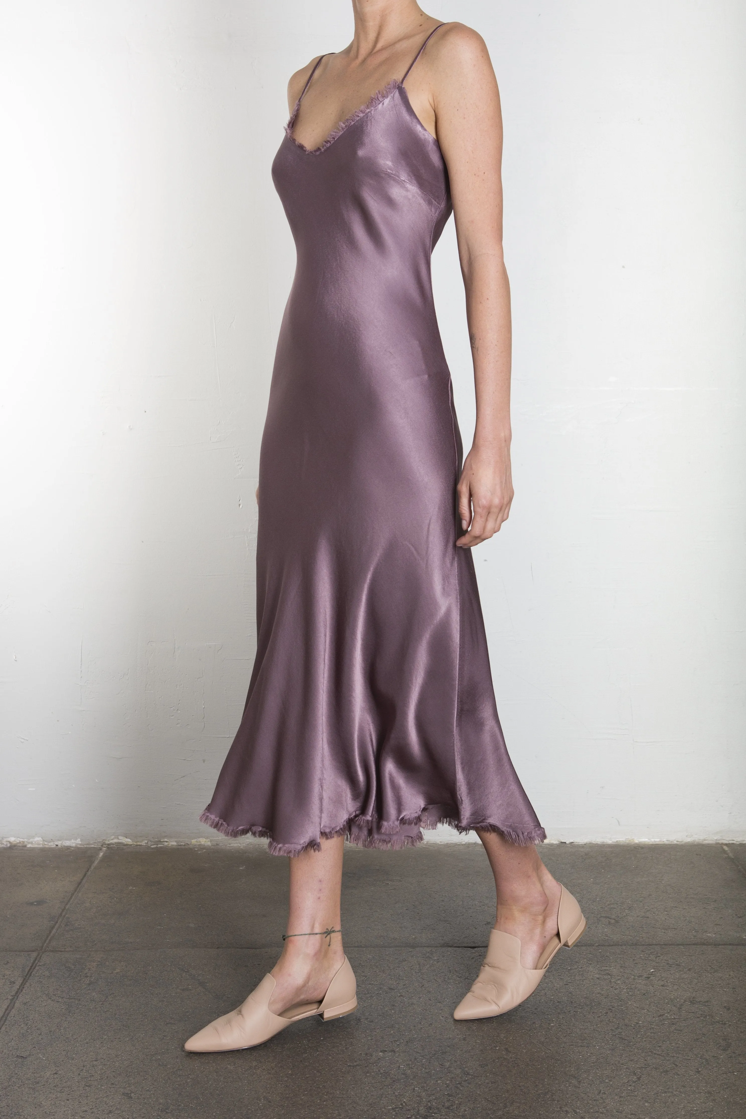 Farrah Slip Dress in Vintage Satin - Mulberry