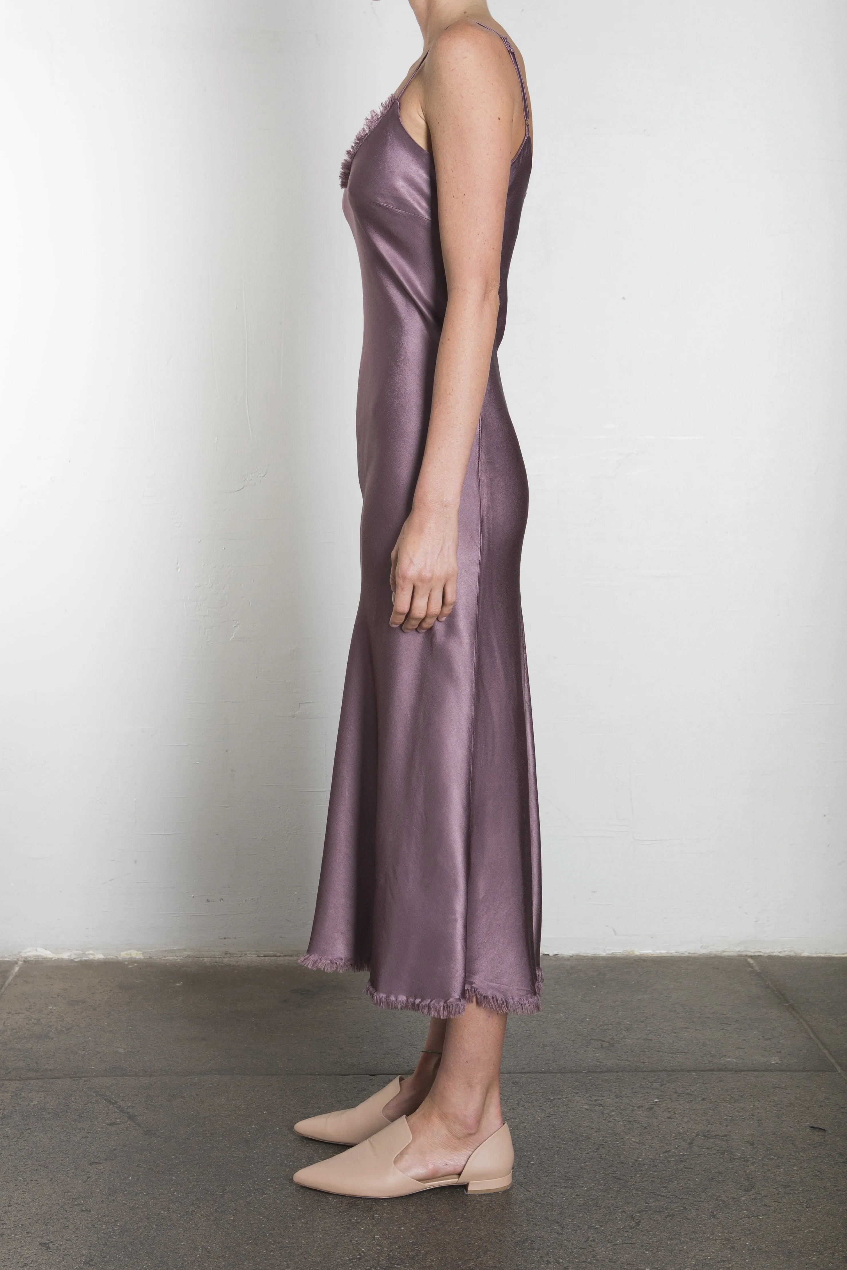 Farrah Slip Dress in Vintage Satin - Mulberry