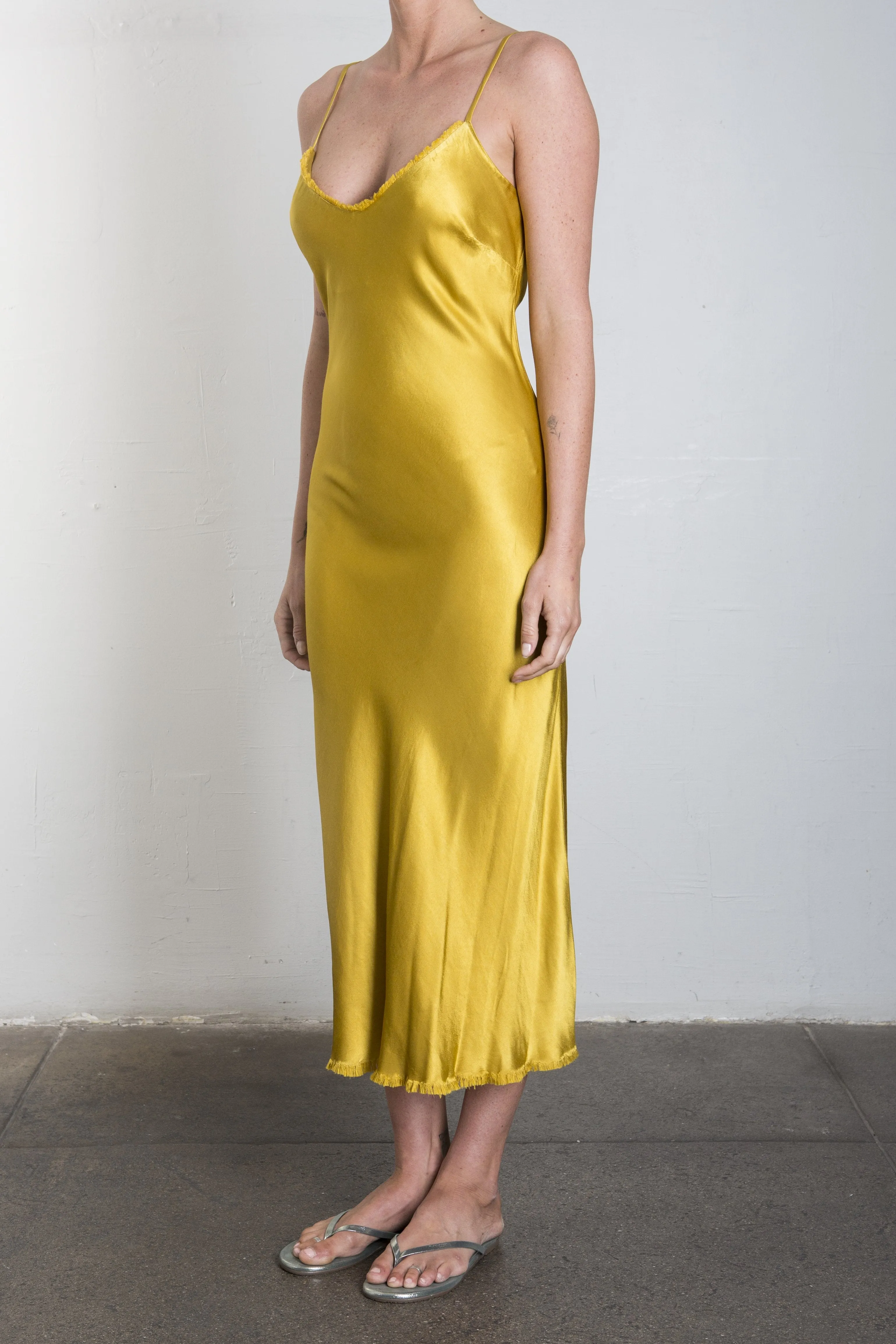 Farrah Slip Dress in Vintage Satin - Sun