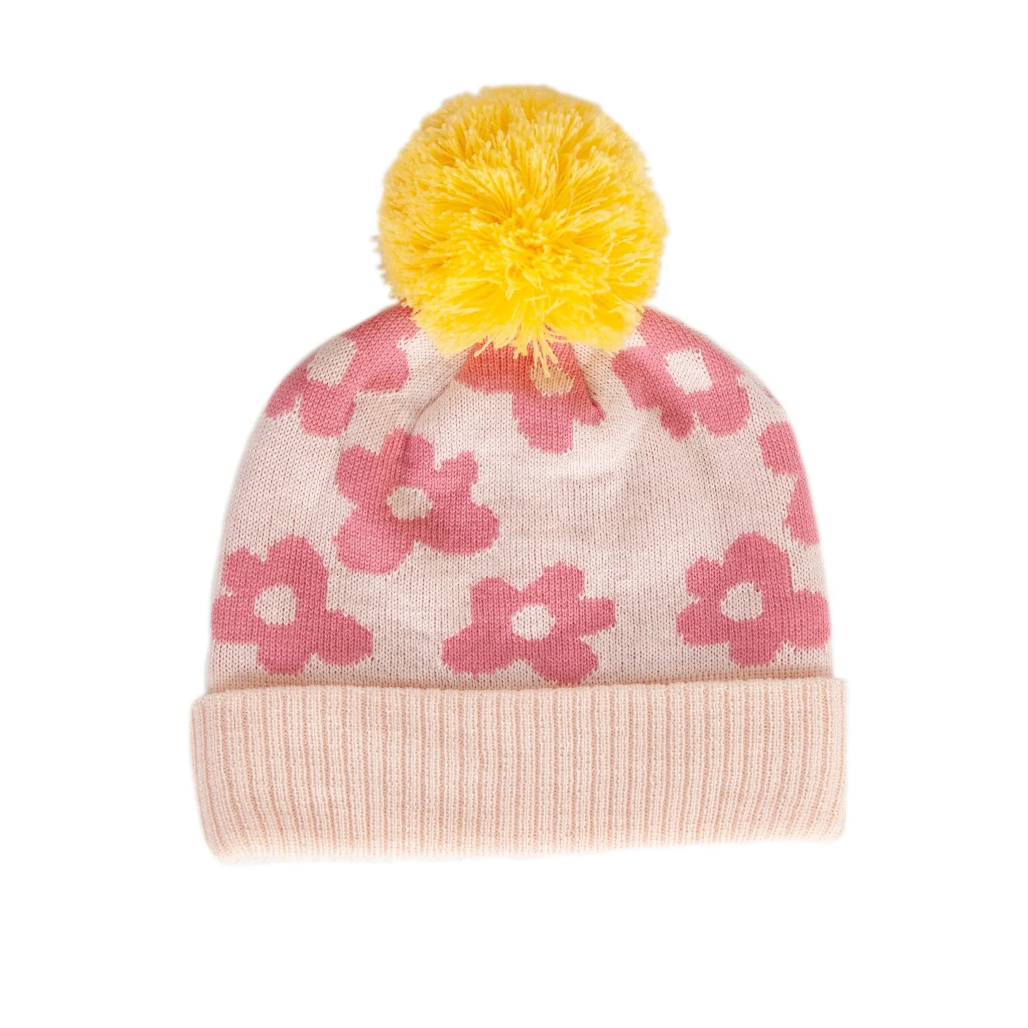 Flower Power Merino Beanie Pink