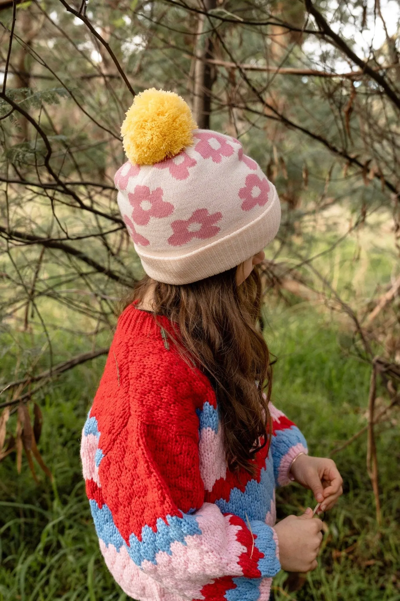 Flower Power Merino Beanie Pink