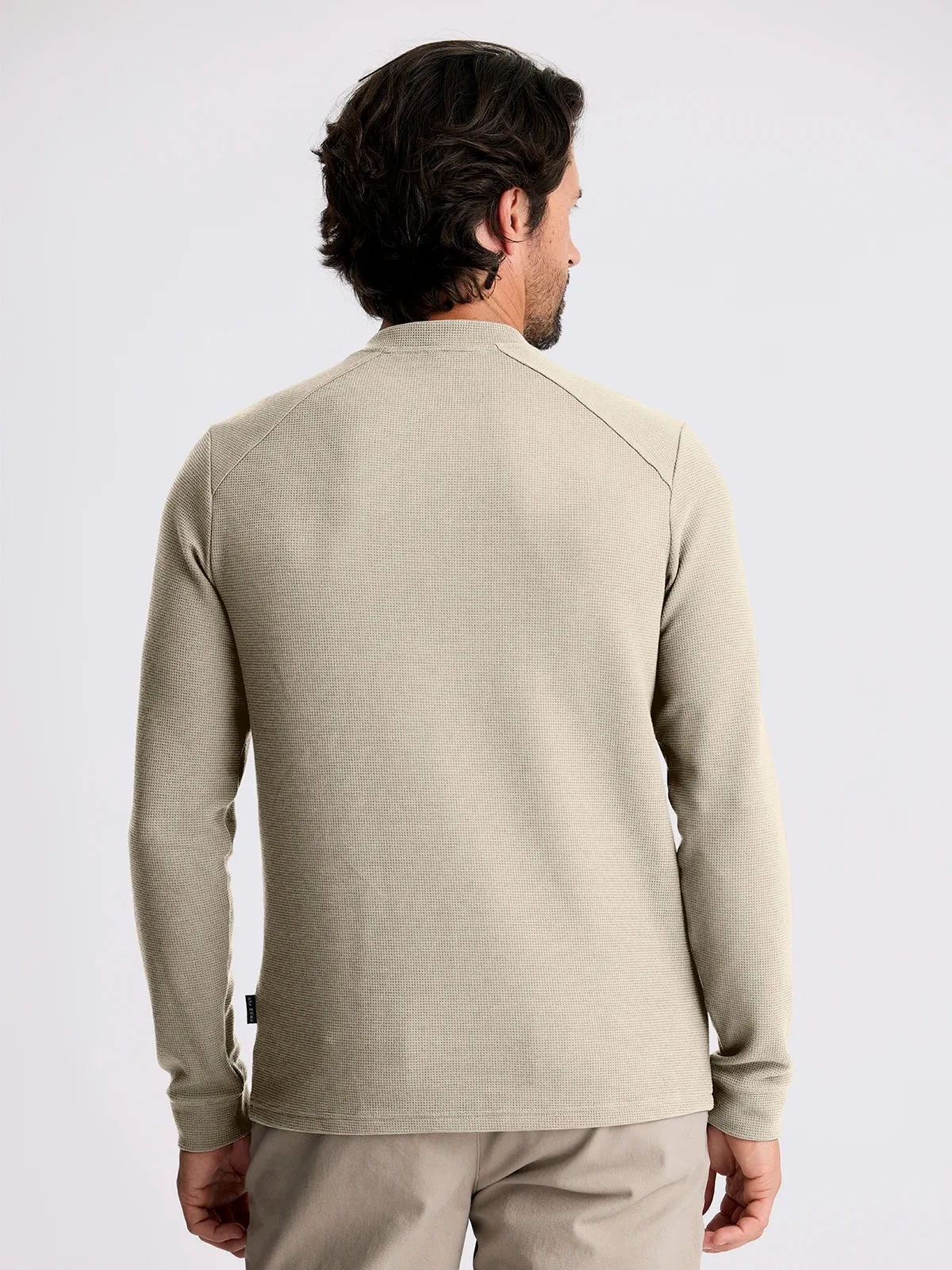 Free Fly Men's Waffle Long Sleeve Henley in Sandstone