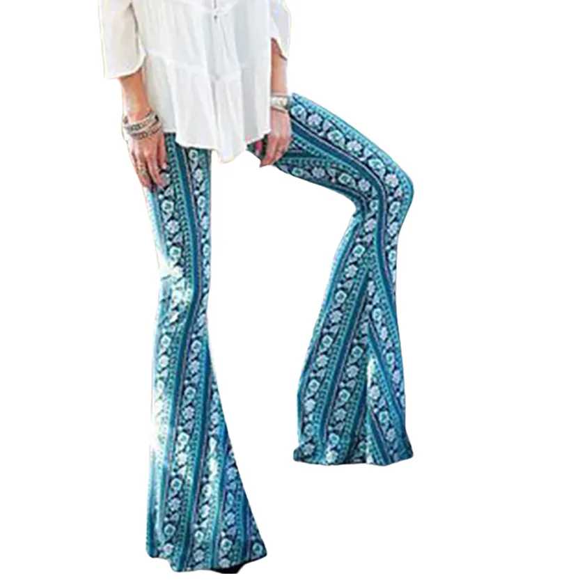 Funki Buys | Pants | Women's  Ripple Print Flared Bell Bottoms