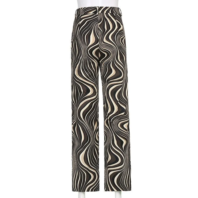 Funki Buys | Pants | Women's  Ripple Print Flared Bell Bottoms