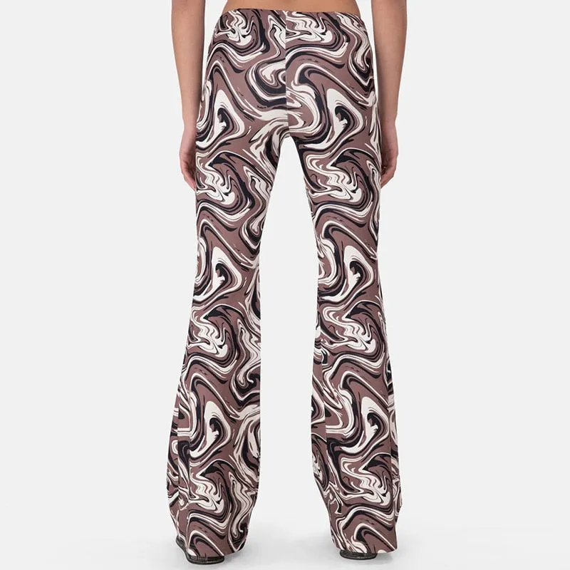 Funki Buys | Pants | Women's  Ripple Print Flared Bell Bottoms