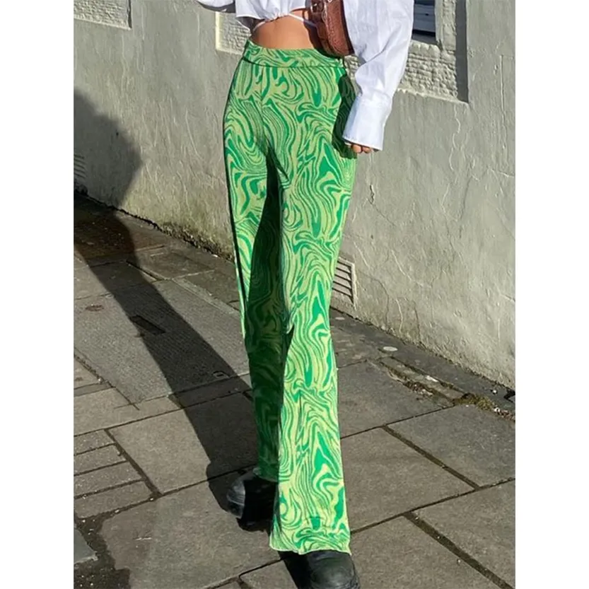 Funki Buys | Pants | Women's  Ripple Print Flared Bell Bottoms