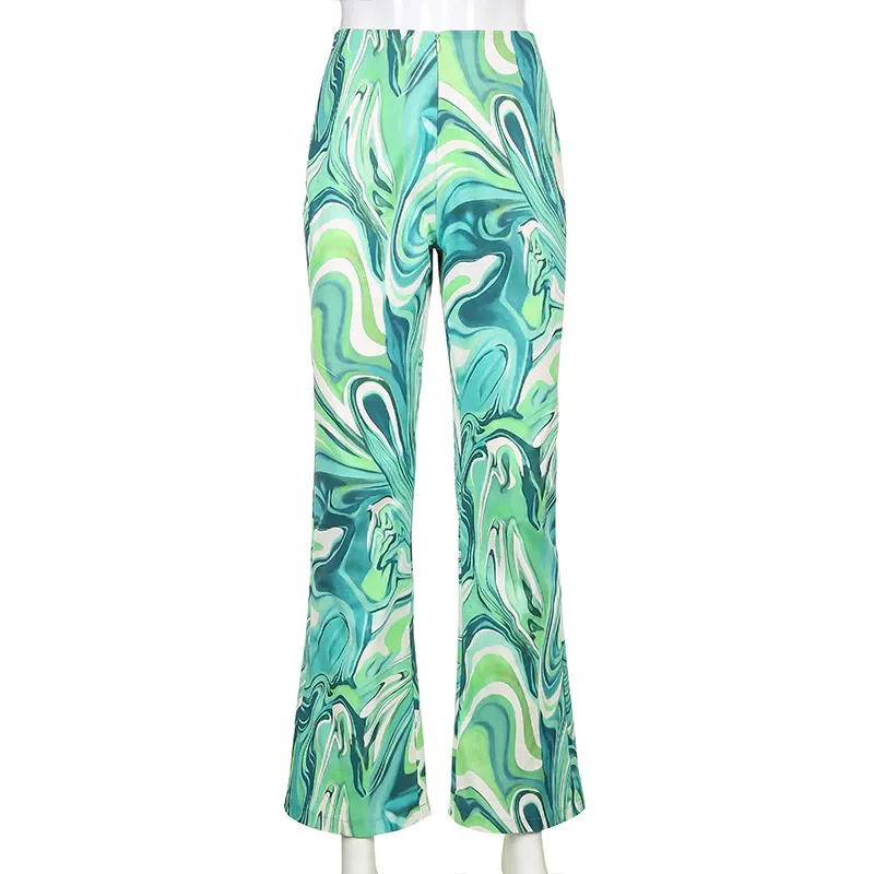 Funki Buys | Pants | Women's  Ripple Print Flared Bell Bottoms