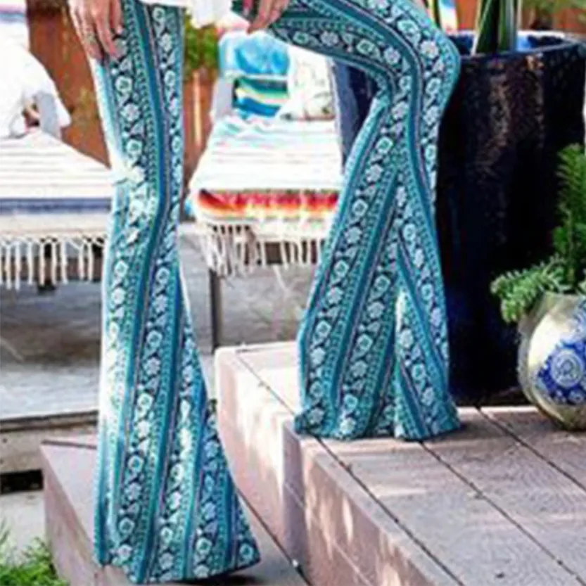 Funki Buys | Pants | Women's  Ripple Print Flared Bell Bottoms