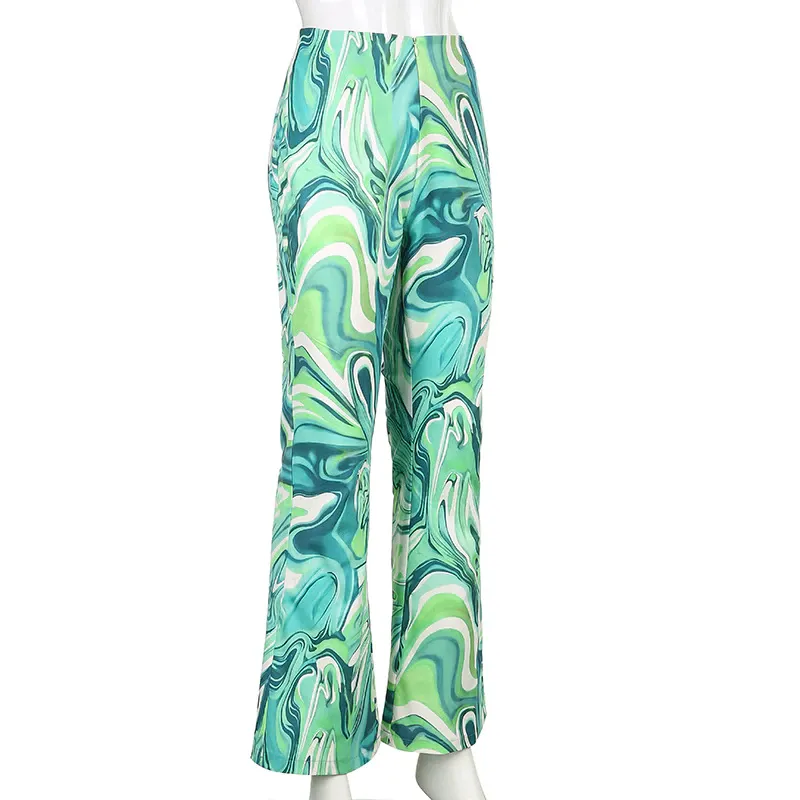 Funki Buys | Pants | Women's  Ripple Print Flared Bell Bottoms