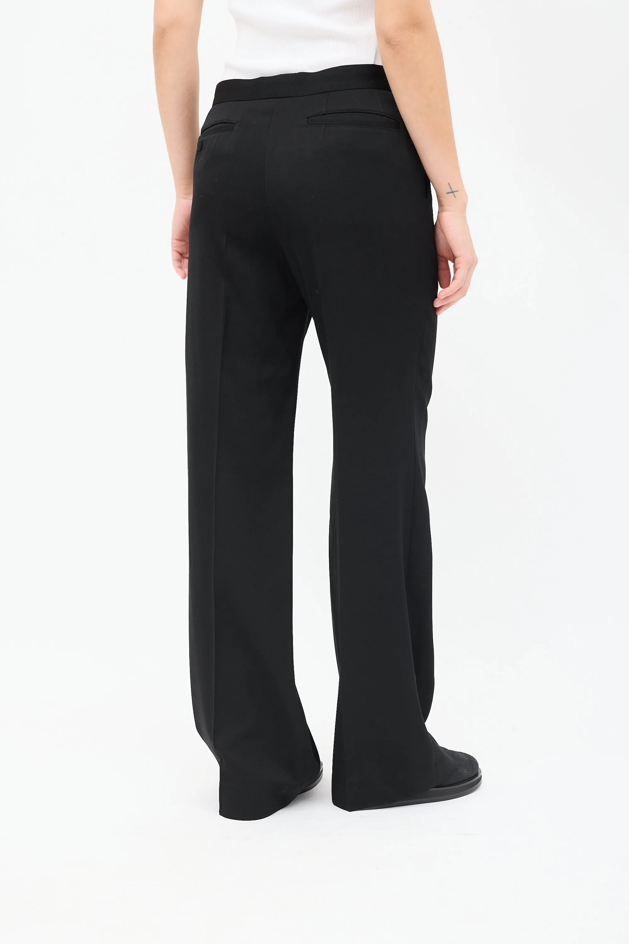 FW 2015 Black Wool Flared Trouser