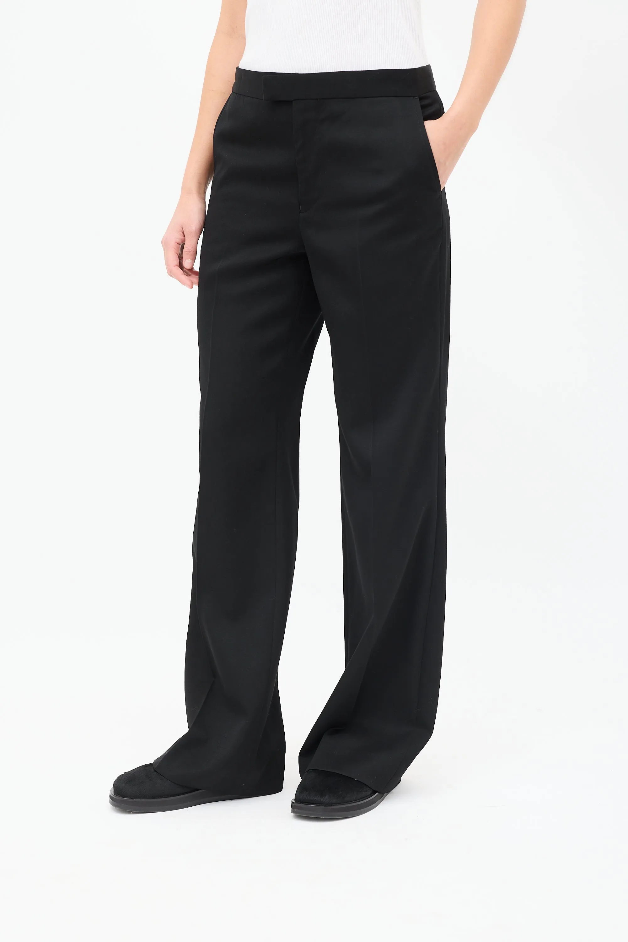 FW 2015 Black Wool Flared Trouser