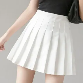 Girlary Women Jk Sexy Pleated Skirt Fashion High Waist White Mini Skirt Elegant Preppy Style Female A-Line Dance Skirt Summer New