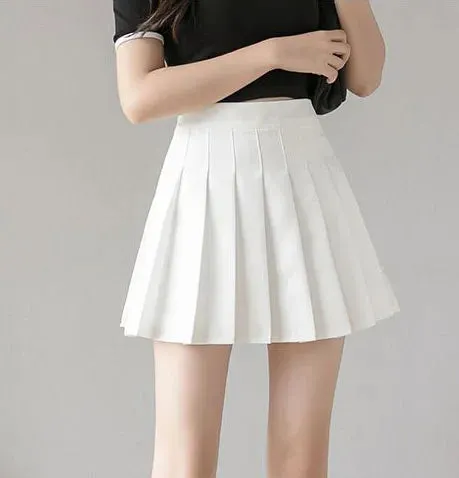 Girlary Women Jk Sexy Pleated Skirt Fashion High Waist White Mini Skirt Elegant Preppy Style Female A-Line Dance Skirt Summer New