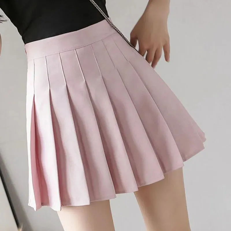 Girlary Women Jk Sexy Pleated Skirt Fashion High Waist White Mini Skirt Elegant Preppy Style Female A-Line Dance Skirt Summer New