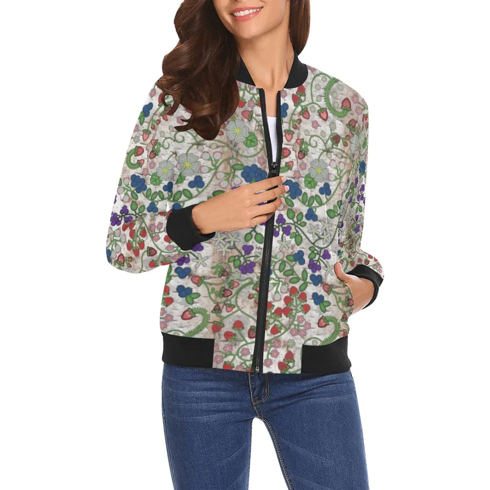 Grandmother Stories Br Bark All Over Print Bomber Jacket for Women