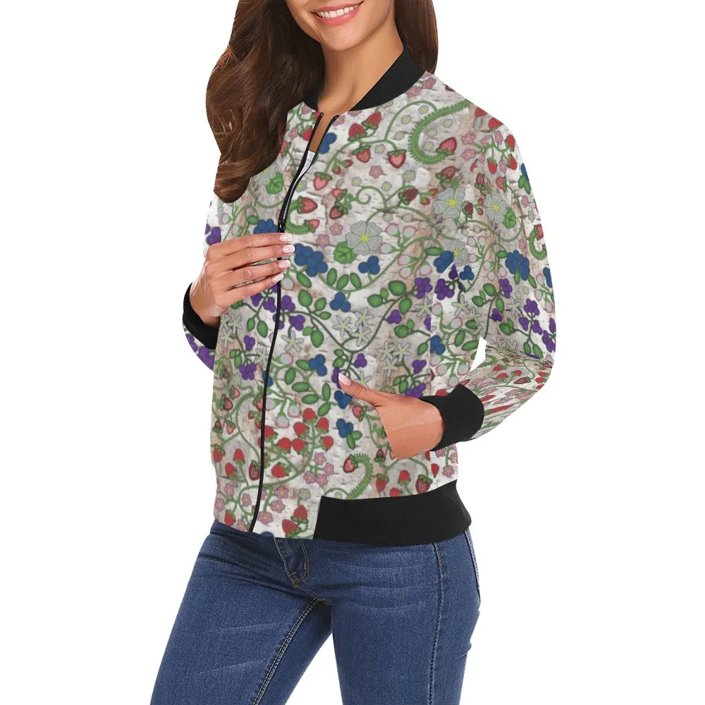 Grandmother Stories Br Bark All Over Print Bomber Jacket for Women